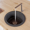 Black Matte Round 18" x 18" Undermount / Drop In Fireclay Prep Sink