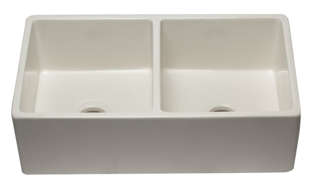 ALFI brand AB3318DB-B 33 inch Biscuit Reversible Double Fireclay Farmhouse Kitchen Sink