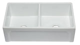 ALFI brand AB3318DB-W 33 inch White Reversible Double Fireclay Farmhouse Kitchen Sink