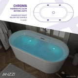 ANZZI FT-AZ087 Jetson Series 67" Air Jetted Freestanding Acrylic Bathtub in White