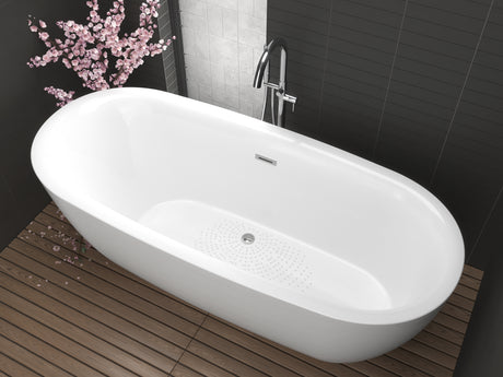 ANZZI FT-AZ401 Ami 67 in. Acrylic Flatbottom Freestanding Bathtub in White