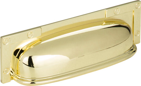 Atlas Homewares Campaign L-Bracket Cup Pull 3 3/4 Inch (c-c) Polished Brass