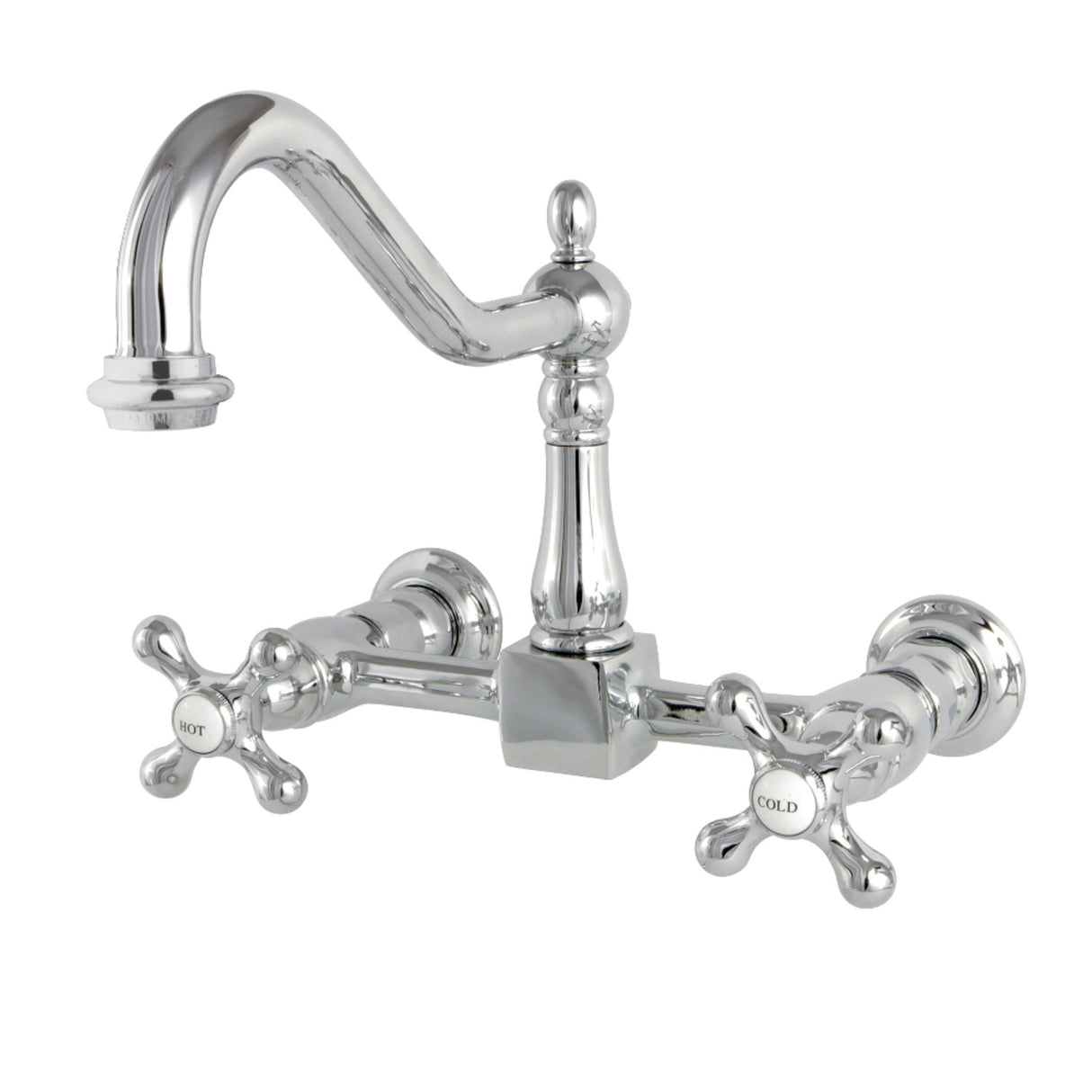 Kingston Brass KS1241AX Heritage Wall Mount Bridge Kitchen Faucet, Polished Chrome