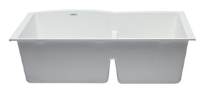 ALFI brand AB3320UM-W White 33" Double Bowl Undermount Granite Composite Kitchen Sink
