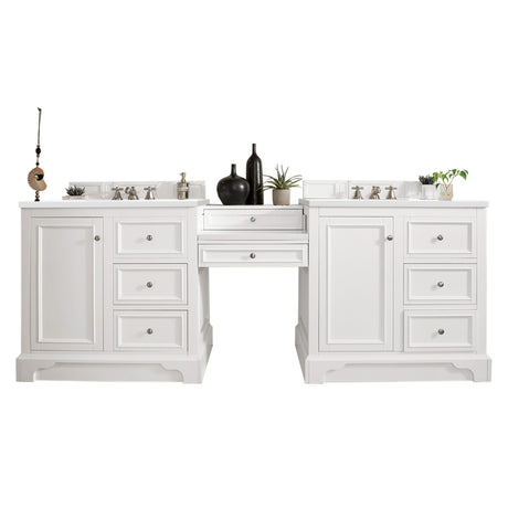 De Soto 94" Double Vanity Set, Bright White w/ 3 CM White Zeus Silestone Top