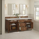 Lorelai 72" Double Vanity, Mid-Century Walnut, w/ 3 CM Siberian Silestone Top