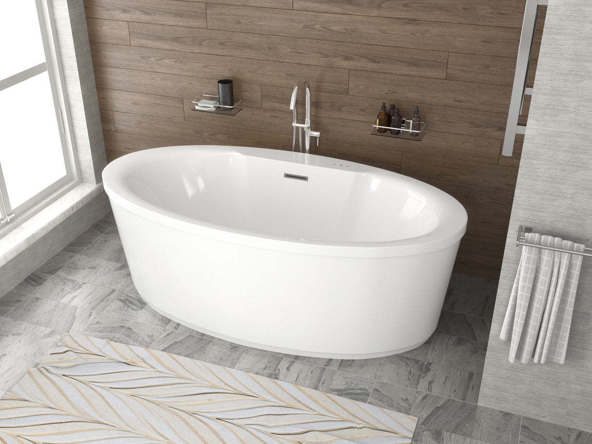 ANZZI FT-AZ077 Jarvis Series 67" Air Jetted Freestanding Acrylic Bathtub in White