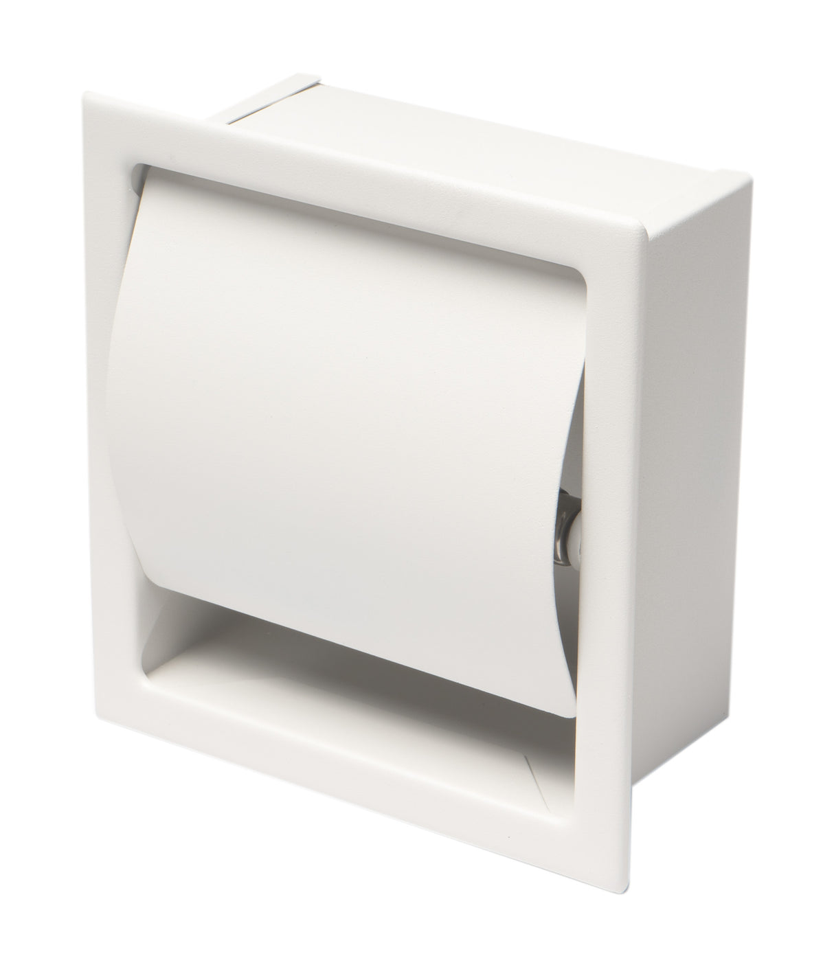 ALFI brand ABTPC77-W White Matte Stainless Steel Recessed Toilet Paper Holder with Cover