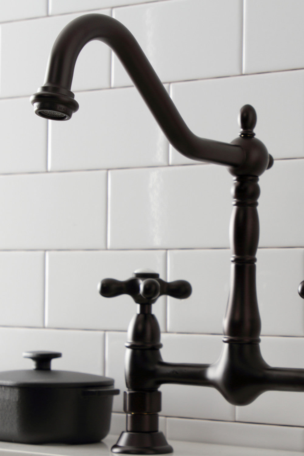 Kingston Brass KS1175AX Heritage Bridge Kitchen Faucet, Oil Rubbed Bronze