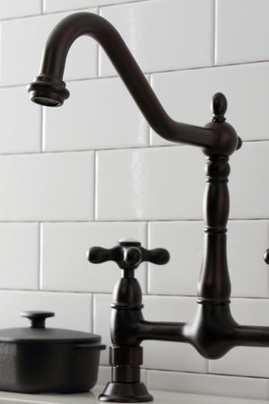 Kingston Brass KS1175AX Heritage Bridge Kitchen Faucet, Oil Rubbed Bronze