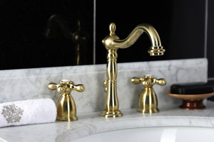 Kingston Brass KB1977AX Heritage Widespread Bathroom Faucet with Brass Pop-Up, Brushed Brass