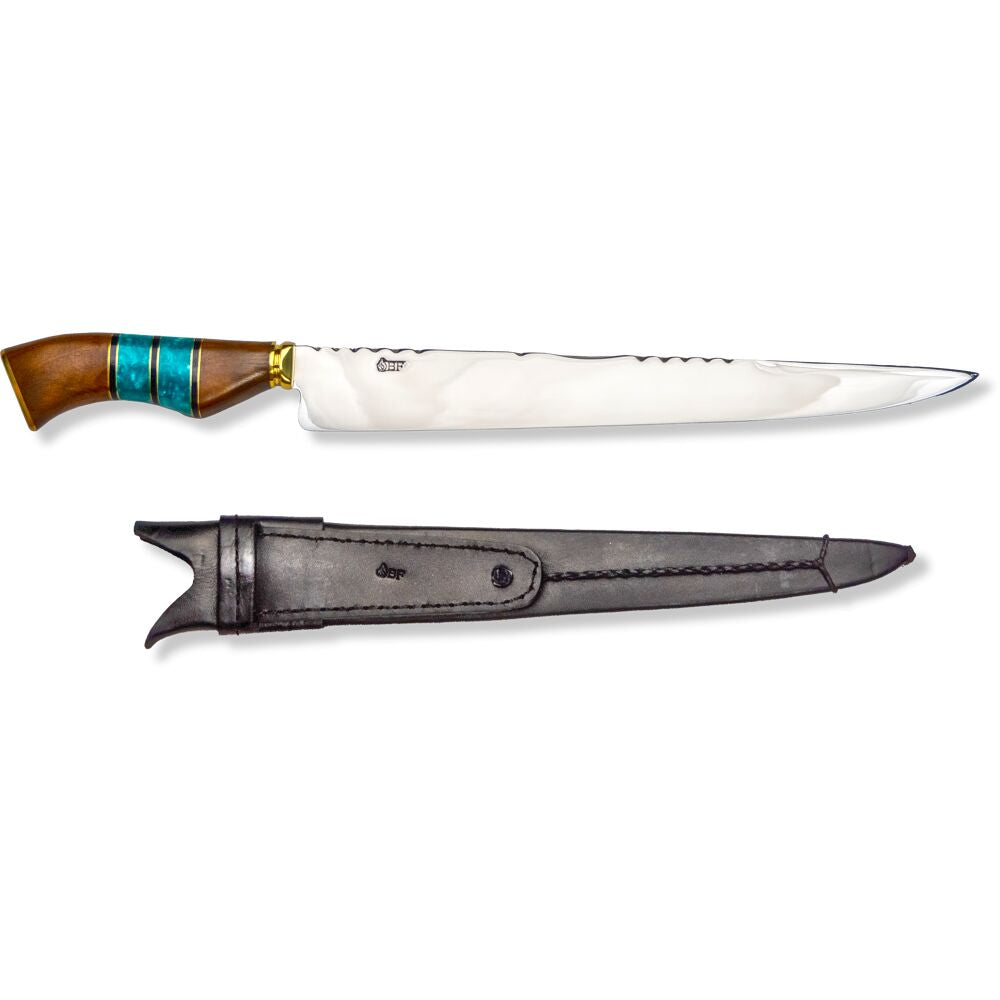 Brazilian Flame KF-REF004-12-GREEN 12" Traditional Line Stainless Steel Knife 5mm with Wooden Handle w/Case