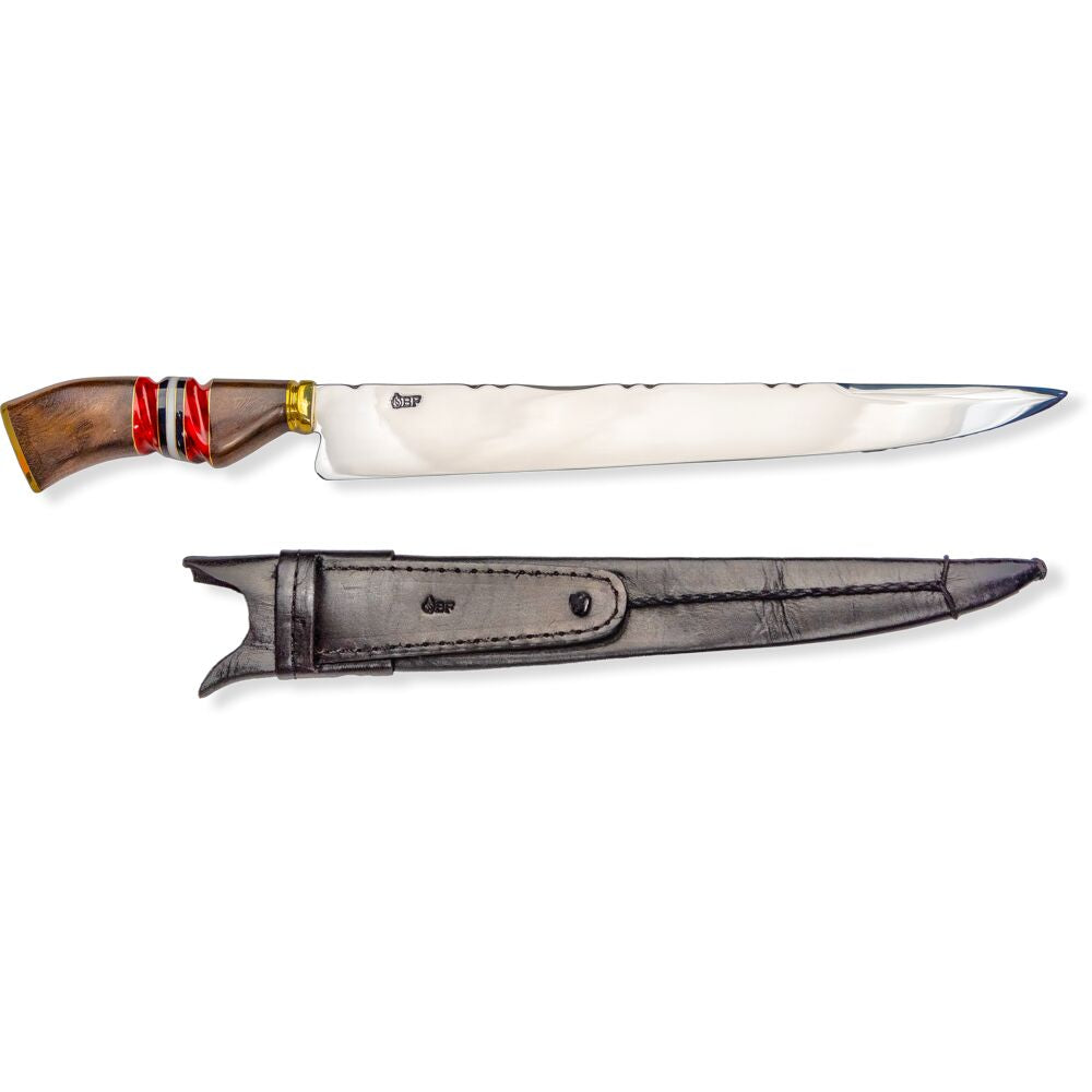 Brazilian Flame KF-REF004-12-RED 12" Traditional Line Stainless Steel Knife 5mm with Wooden Handle w/Case