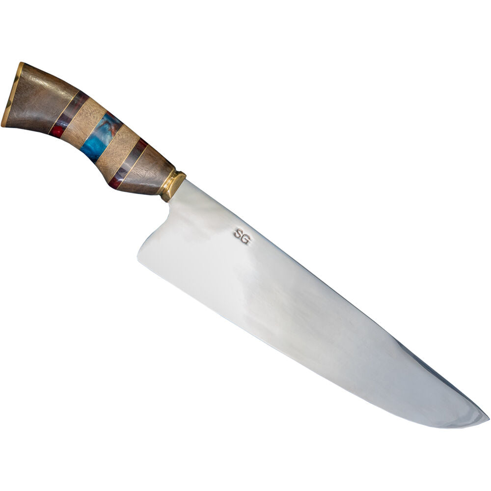 Brazilian Flame KF-REF005-10 10" Traditional Line Rumpsteak Knife 3mm with Wooden Handle Leather Case