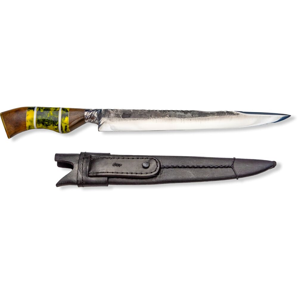 Brazilian Flame KF-REF032-10-GREEN 10" Traditional Line Forged Gross Stainls Steel Knife 5mm w/Leather Case