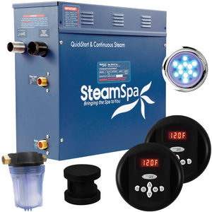 SteamSpa Royal 9 KW QuickStart Acu-Steam Bath Generator Package in Matte Black RY900MK