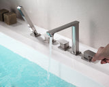 ANZZI FR-AZ102BN Shore 3-Handle Deck-Mount Roman Tub Faucet with Handheld Sprayer in Brushed Nickel