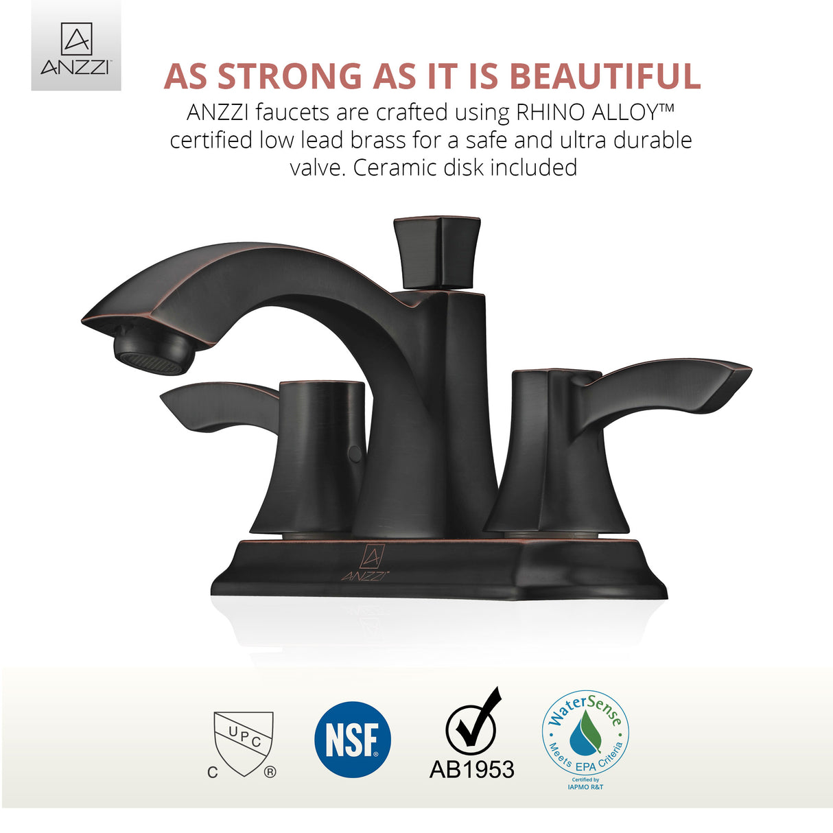 ANZZI L-AZ014ORB Vista Series 4 in. Centerset 2-Handle Mid-Arc Bathroom Faucet in Oil Rubbed Bronze