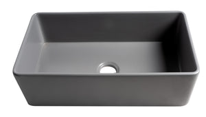 Gray Matte Smooth Apron 33" x 18" Single Bowl Fireclay Farm Sink