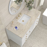 Myrrin 48" Single Vanity, Bright White, w/ 3 CM Tajnar Eclos Top w/FreePower Wireless Charger