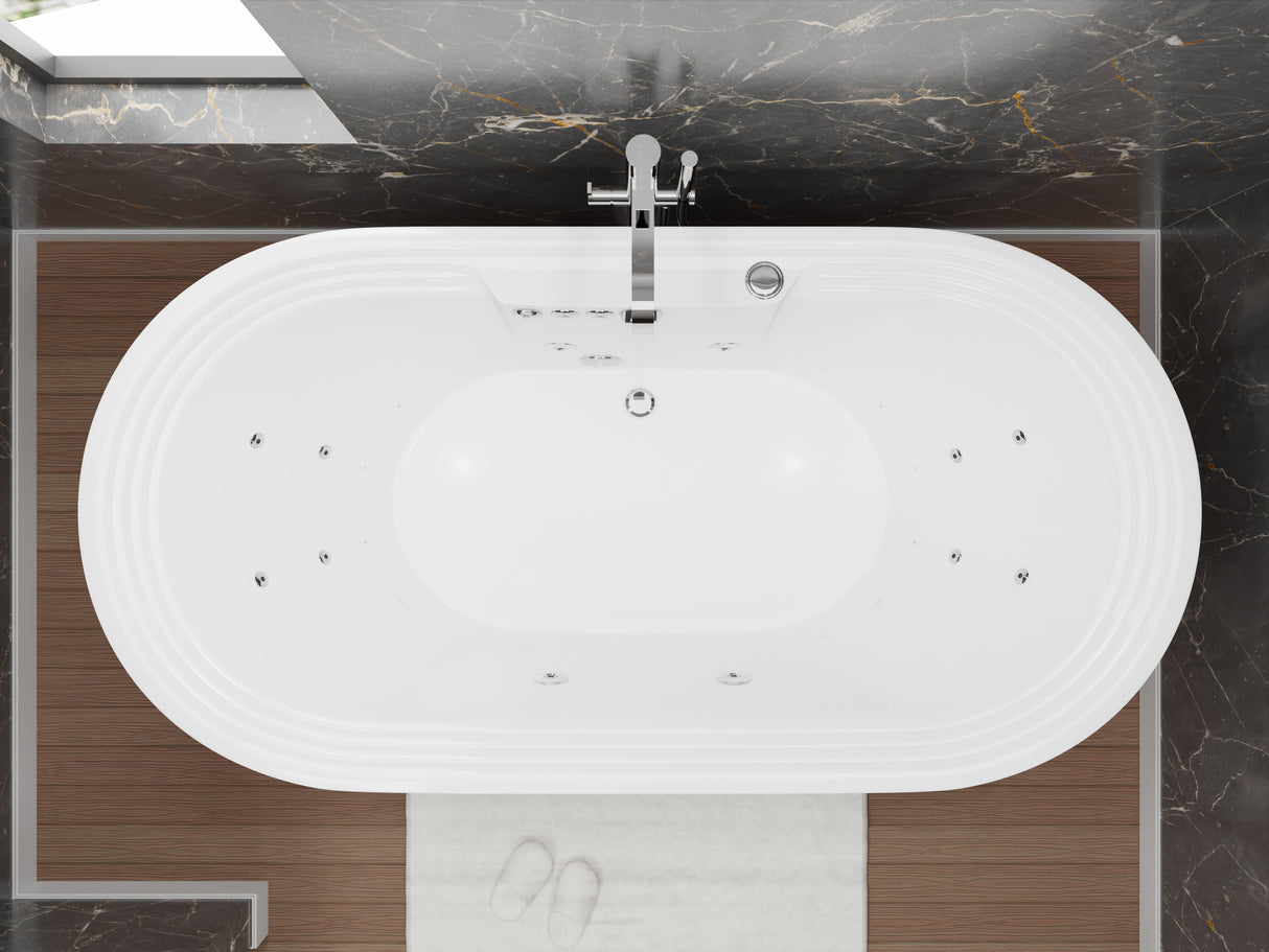 ANZZI FT-AZ201 Sofi 5.6 ft. Center Drain Whirlpool and Air Bath Tub in White