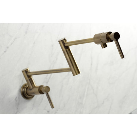 Kingston Brass KS4103DL Concord Wall Mount Pot Filler, Antique Brass
