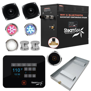 Black Series Wifi and Bluetooth 12kW QuickStart Steam Bath Generator Package in Polished Chrome BKT1200CH-A