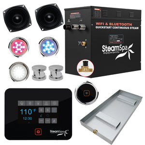 Black Series Wifi and Bluetooth 12kW QuickStart Steam Bath Generator Package in Polished Chrome BKT1200CH-A