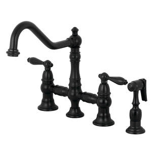 Kingston Brass KS3270ALBS Kitchen Faucet with Side Sprayer, Matte Black