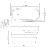 ALFI brand AB1187 57" Free Standing Rubber Wooden Soaking Bathtub with Headrest