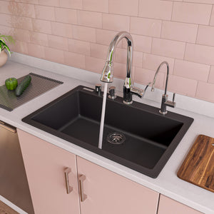 Polished Chrome Traditional Gooseneck Pull Down Kitchen Faucet