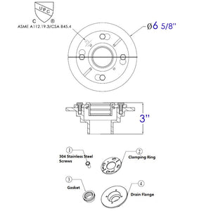 ALFI brand ABDB55CI Cast Iron Shower Drain Base with Rubber Fitting