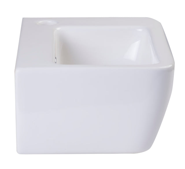 ALFI brand AB101 Small White Wall Mounted Ceramic Bathroom Sink Basin
