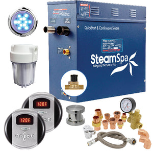 SteamSpa Executive 4.5 KW QuickStart Acu-Steam Bath Generator Package with Built-in Auto Drain in Brushed Nickel EXR450BN-A