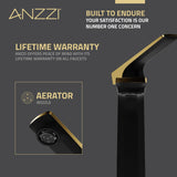 ANZZI L-AZ904MB-BG Single Handle Single Hole Bathroom Vessel Sink Faucet With Pop-up Drain in Matte Black & Brushed Gold