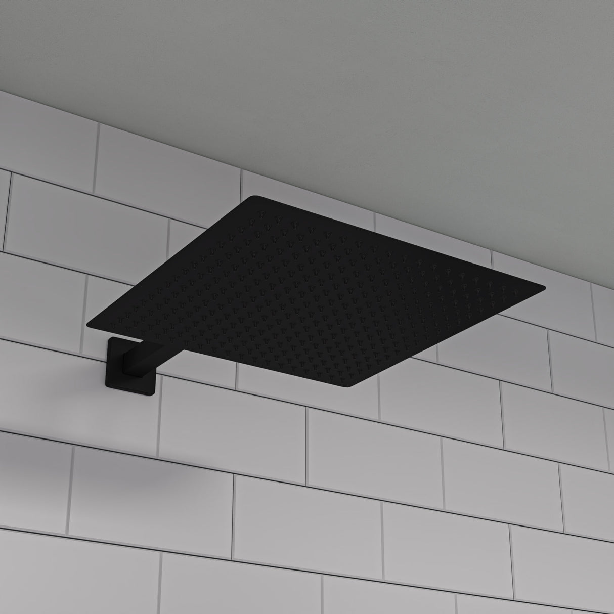 Matte Black Stainless Steel 16" Square Ultra-Thin Rain Shower Head