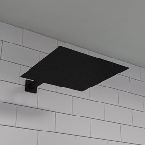 Matte Black Stainless Steel 16" Square Ultra-Thin Rain Shower Head