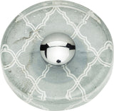 Atlas Homewares Quatrefoil Glass Round Knob 1 1/2 Inch Polished Chrome