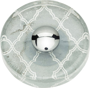 Atlas Homewares Quatrefoil Glass Round Knob 1 1/2 Inch Polished Chrome