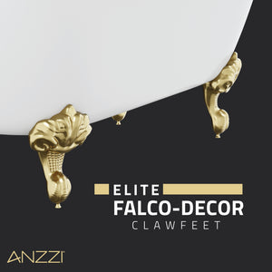 ANZZI FT-AZ132BG Falco Claw Foot 67" One Piece Acrylic Freestanding Soaking Bathtub in Glossy White with Brushed Gold Feet