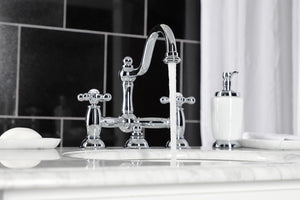 Kingston Brass KS3911AX Restoration Bathroom Bridge Faucet, Polished Chrome
