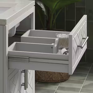 KOHLER Accra 24in. Single Sink Freestanding Atmos Grey Bath Vanity with Bianco Bella Quartz Top Assembled R35897-ASB-AGA