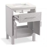 KOHLER Accra 24in. Single Sink Freestanding Atmos Grey Bath Vanity with Bianco Bella Quartz Top Assembled R35897-ASB-AGA