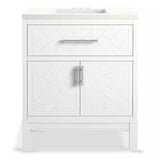 KOHLER Accra 30in. Single Sink Freestanding White Bath Vanity with Pure White Quartz Top Assembled R35898-ASB-0