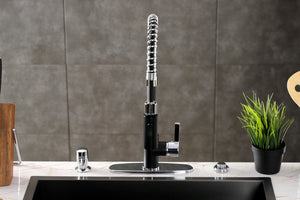 Gourmetier LS8777CTL Continental Single-Handle Pre-Rinse Kitchen Faucet, Matte Black/Polished Chrome