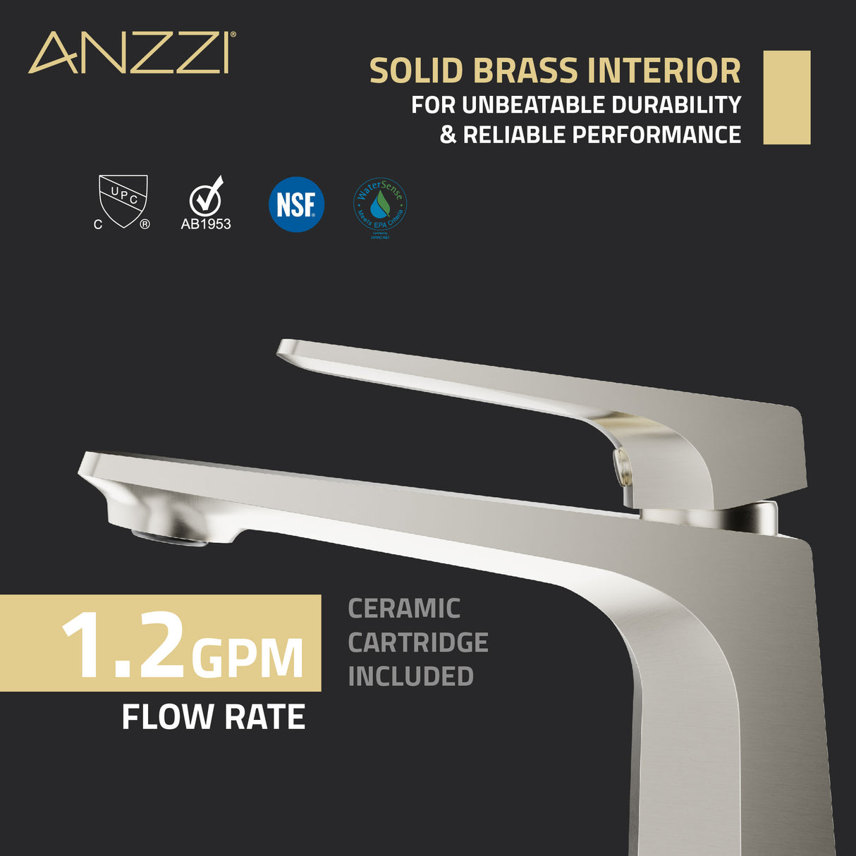ANZZI L-AZ903BN Single Handle Single Hole Bathroom Faucet With Pop-up Drain in Brushed Nickel