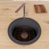 Black Matte Round 18" x 18" Undermount / Drop In Fireclay Prep Sink