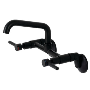 Kingston Brass KS823MB Concord Two-Handle Wall-Mount Kitchen Faucet, Matte Black