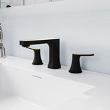 ANZZI L-AZ902MB-BG 2-Handle 3-Hole 8 in. Widespread Bathroom Faucet With Pop-up Drain in Matte Black & Brushed Gold