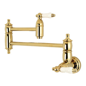 Kingston Brass KS3102PL Restoration Wall Mount Pot Filler Kitchen Faucet, Polished Brass